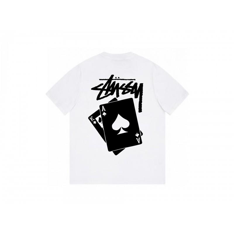 Stussy Short Sleeve T-Shirt Teens Loose Fit 270g Cotton Round Neck Casual Wear