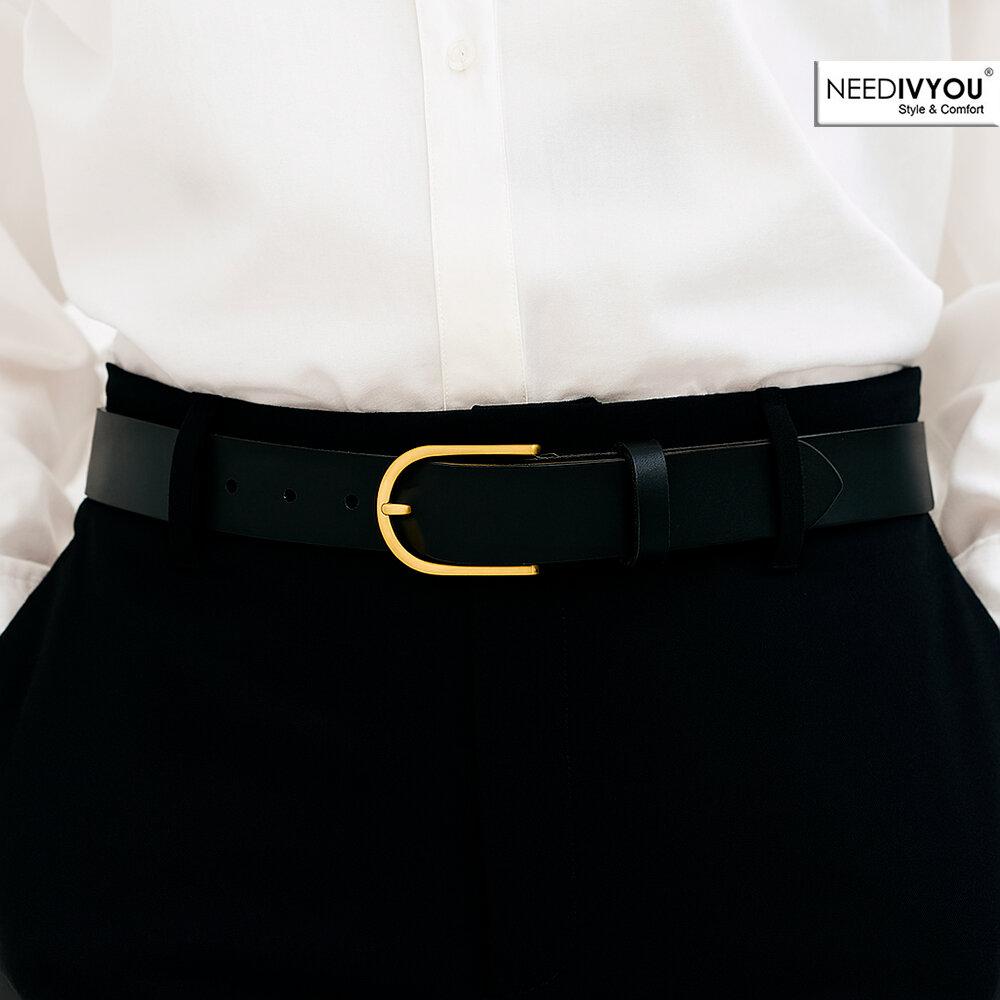 Genuine Leather Women's Belt NEEDIVYOU Black with Gold MADE IN GERMANY