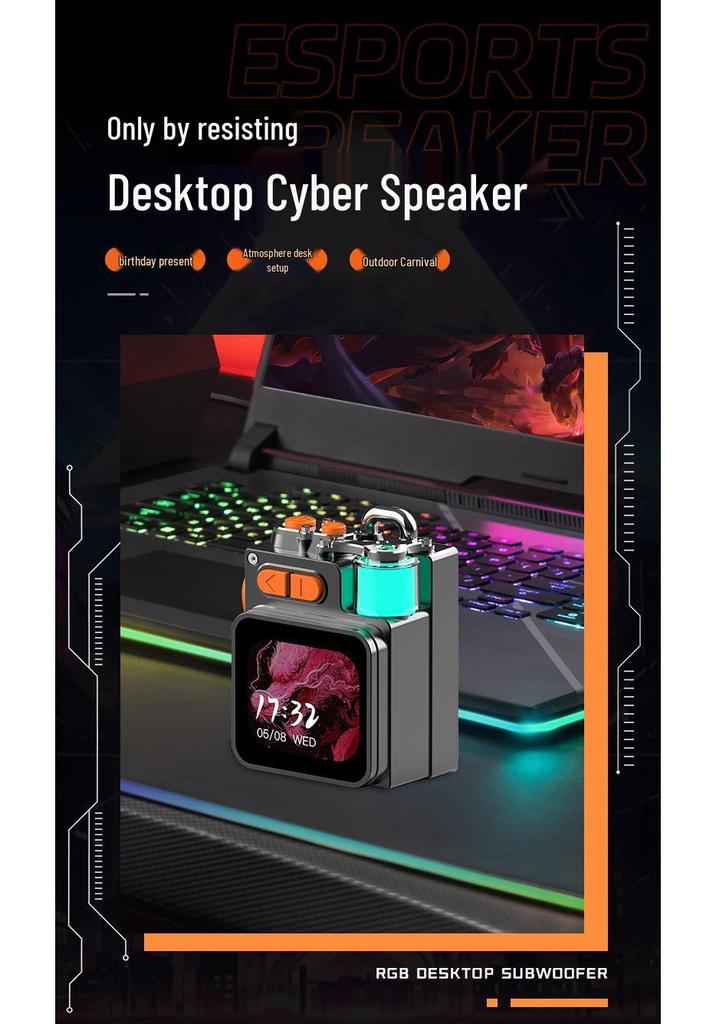 Portable Mini Bluetooth Speaker K15 with Display Screen & Atmosphere Light