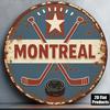 Round Vintage Montreal Hockey Metal Wall Sign Bar Decor