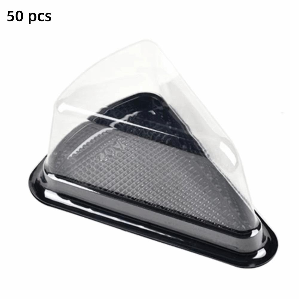 50 Pcs 6/8 Inch Size Cake Slice Boxes Gold/Black Triangular Shape Cheesecake Boxes Clear Lid Triangular Pie Box