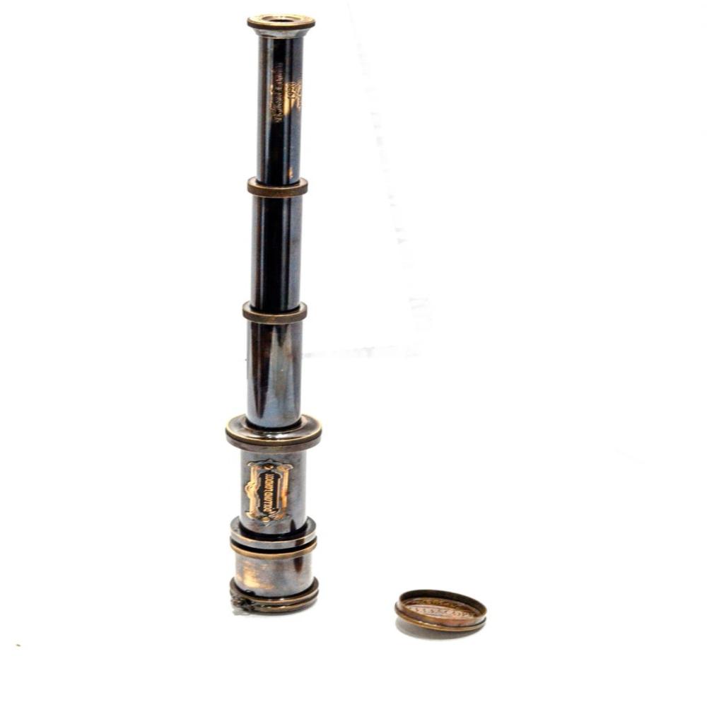 Vintage Brass Spyglass Telescope – 40 Cm Engraved Steampunk Pirate Design, Antique Brass Finish
