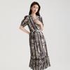 Pure cotton temperament floral dress for women in summer 2025, thin, high-end, age reducing, Chinese style medium length dress