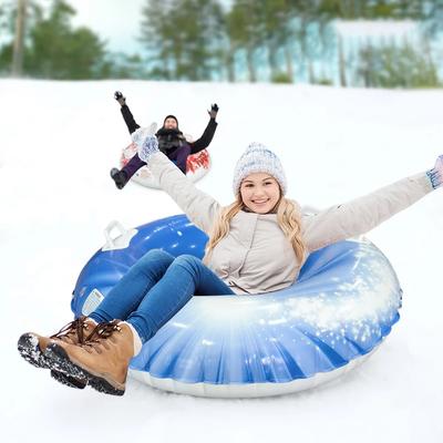 Winter Inflatable Snow Tube Ski Ring Thickened Wear-Resistant Explosion-proof Sled Handle Safety Anti-Rollover for Adult&child