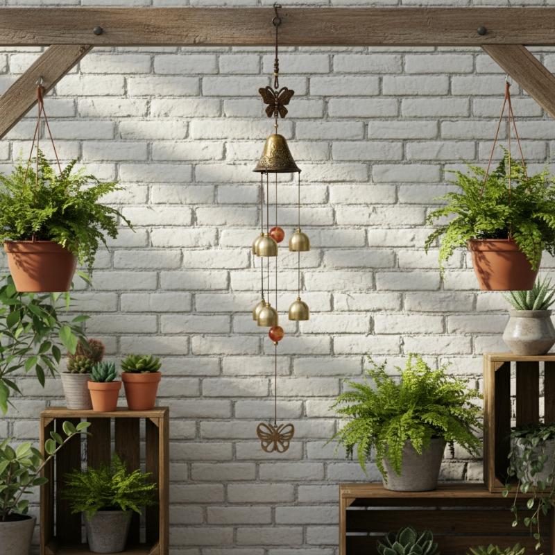 Vintage Butterfly Wind Chime Metal 6 Bells Retro Design for Home Outdoor Hanging Decor