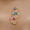 Titanium Steel Multi-Color Zircon Retro December Birthstone Ring
