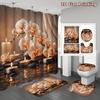 4Pcs Elegant Orchid Shower Curtain Set with Non-Slip Bath Mat, Toilet Lid Cover, Contour Rug & 12 Hooks, Bathroom Decor