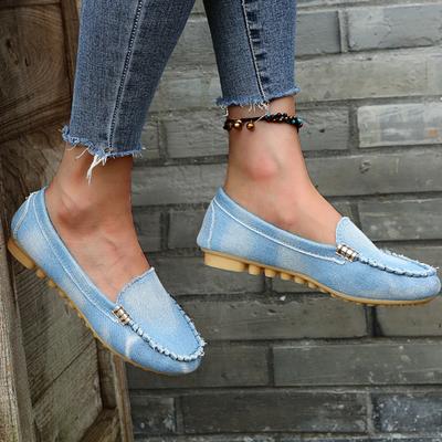 Chaussures plates pour femmes 2024 printemps automne femmes chaussures décontractées glisse bout rond denim mocassin plat grande taille 44 jeans chaussures Zapatos Mujer