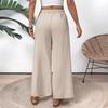 Women's Fashion Solid Color Drawstring High Waist Elastic Waist Pocket Wide Leg Casual Pants