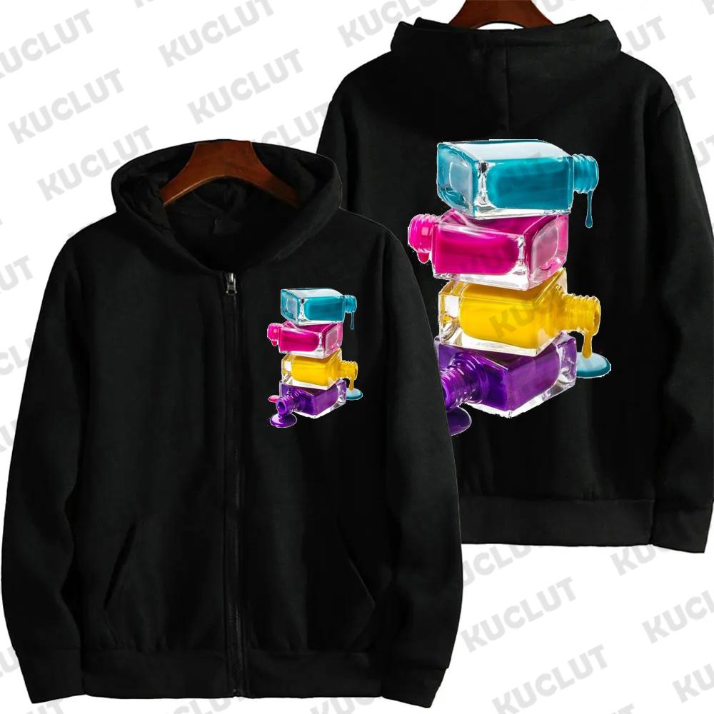 

Толстовки на молнии с принтом лака для ногтей, женские, макияж, красота, эстетика, графические куртки на молнии, пальто, косметика, флисовые толстовки на молнии 3XL