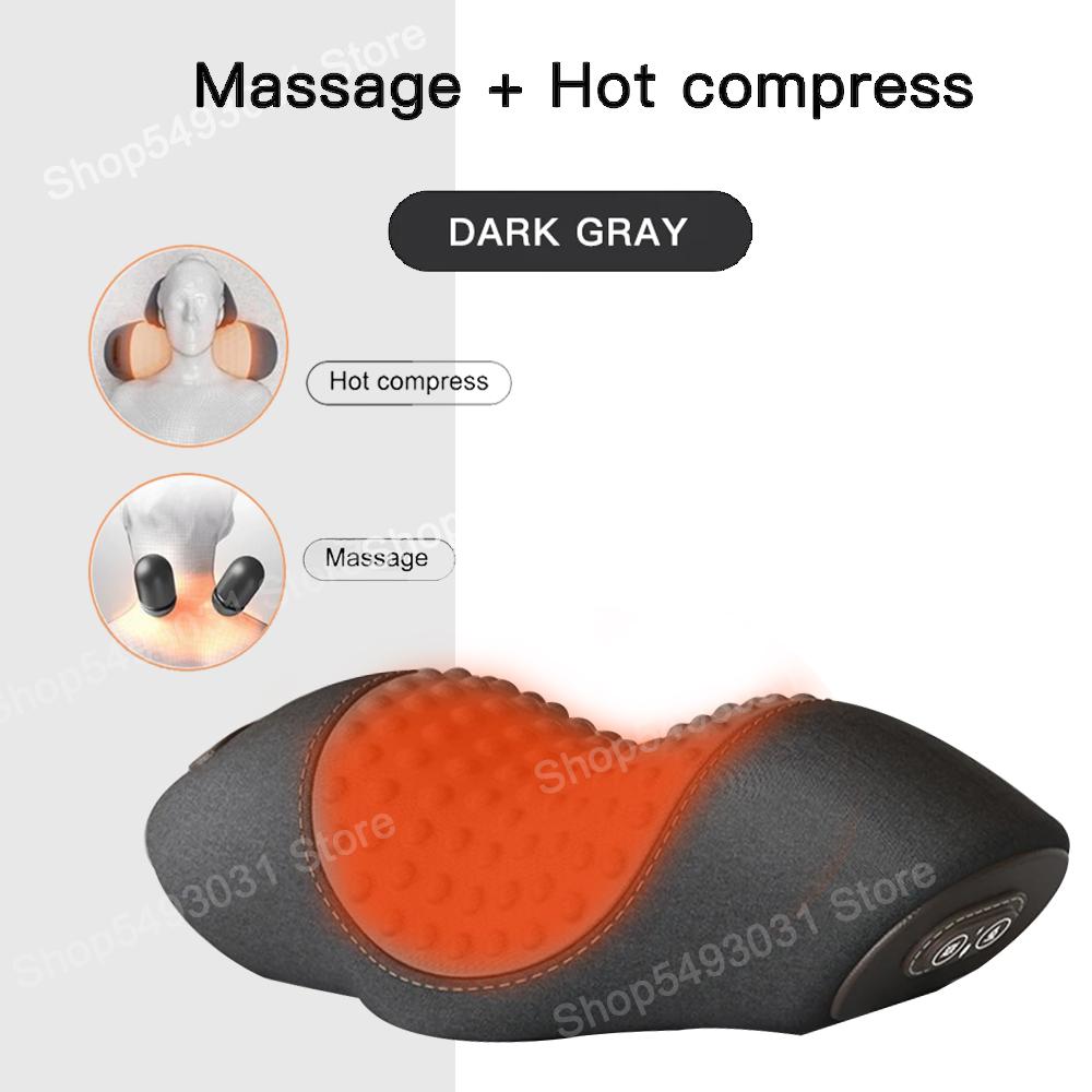 Neck Massage Pillow Cervical Massager Spinal Traction Device Shoulder Neck Massage Pillow Vibration Hot Compress Health Care