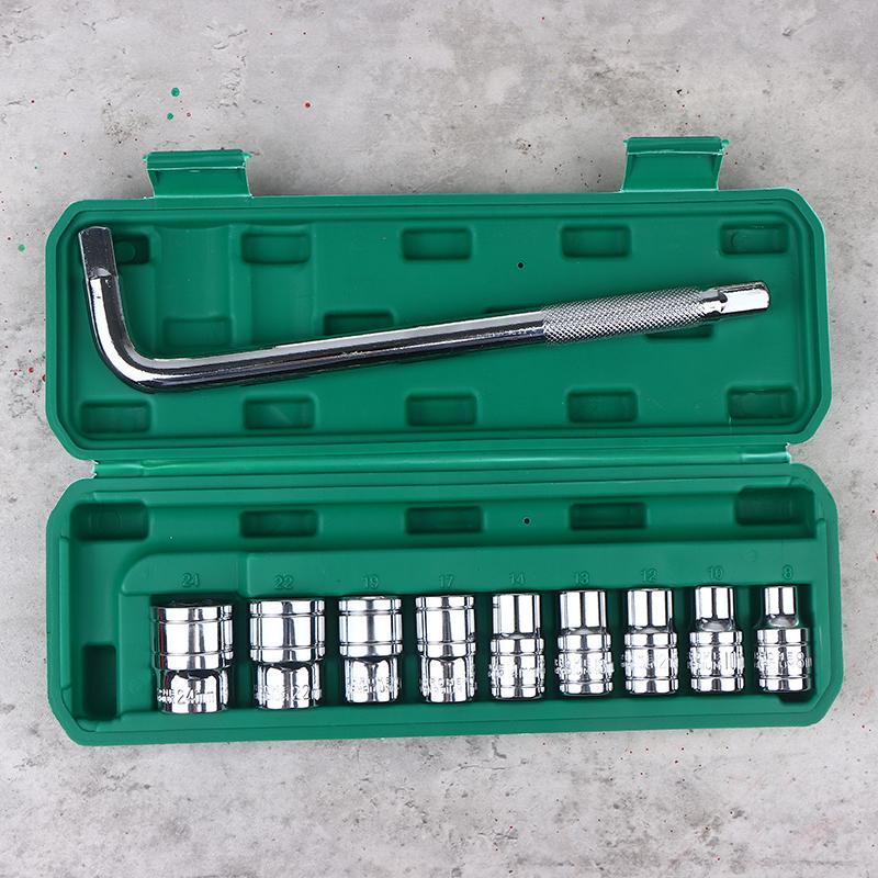 10Pcs/Set Socket Wrench 1/2-Inch Drive With Way Quick Released Hex Socket Ratchet Handle And Bent Rod Mechanic Tool Kit