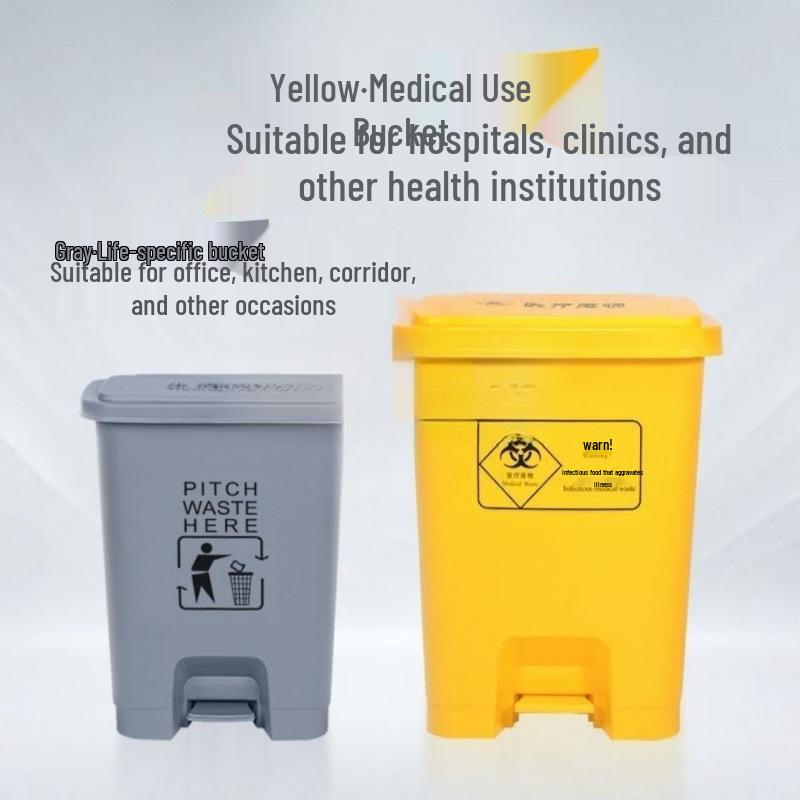 R4 medizinischer Abfallbehälter - Langlebig 15 Jahre, Großes Fassungsvermögen mit Deckel, Gelb für Krankenhaus-/Klinikabfälle