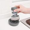 Set of 2 Dish Brush with Soap Dispenser, Kitchen Dish Scrubbers Set with Draining Tray for Washing Dishes/Pots