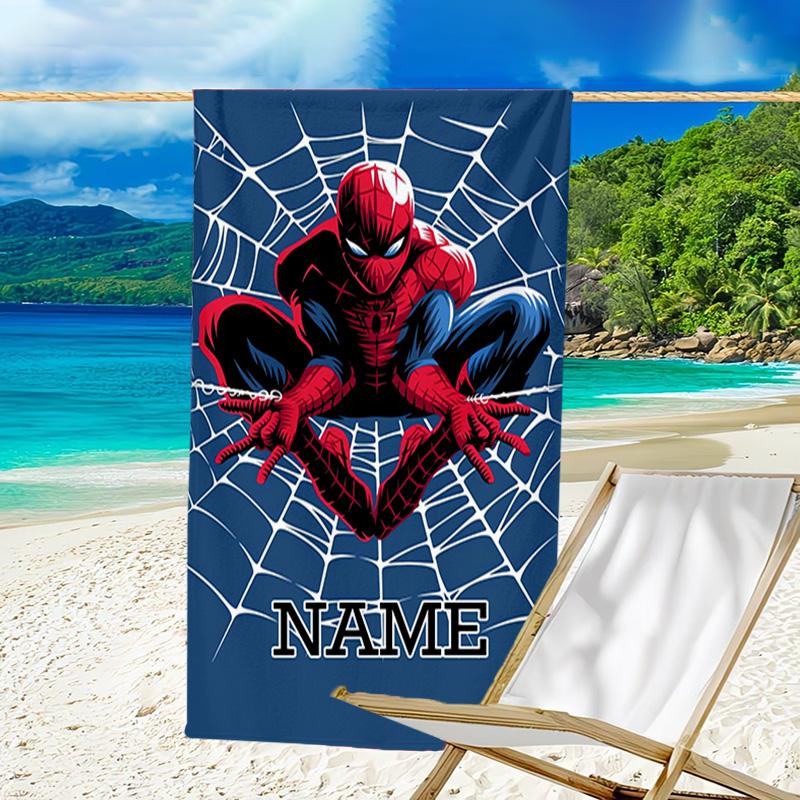 1pc Spider Man3 Beach Towel with Custom Name, Beach/Swimming/Bath/Picnic/Camping Towel, Suitable for Seaside Beaches
