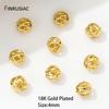18K Gold Plated Brass Beads For Bracelets, 4/6/8mm Round Hollow Spacer Beads,Separators For Beads,DIY Jewelry Making Accessories