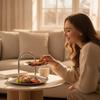 Stainless Steel Two-Level Serving Tray Elegant for Afternoon Tea