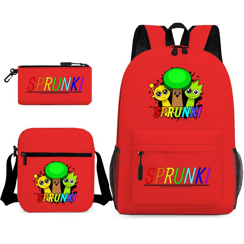 Rhythm box peripheral schoolbag sprunki cartoon starry sky backpack 3-piece set