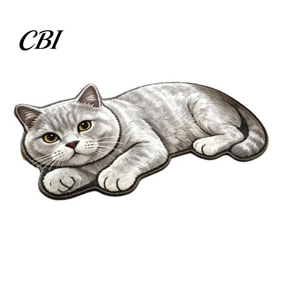 Cute Cat Floor Mat Bathroom Rug, Anti-Slip Absorbent Bath Washable Plush Home Safety Rug Kitty Door for Entrance Kitchen Decor Doorway Protector