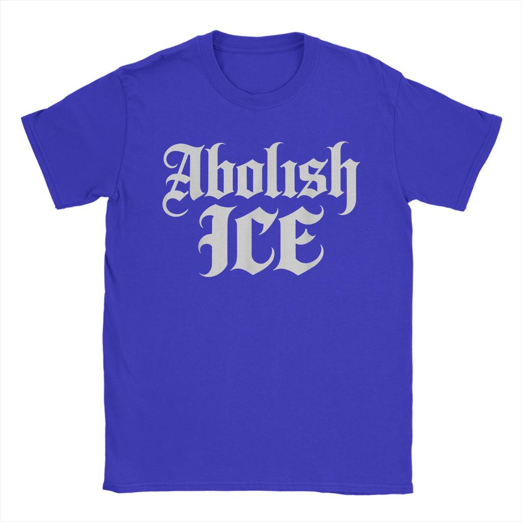 Anti ICE Retro English Vintage Old Text Style Abolish ICE TShirt Summer TShirts Men Cotton O Neck Plus Size Tees Retro Tops