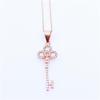 Exquisite 585 Purple Gold Russian Inlaid Zircon Shiny Key Pendant Fashionable High-End Rose Gold Plated Necklace
