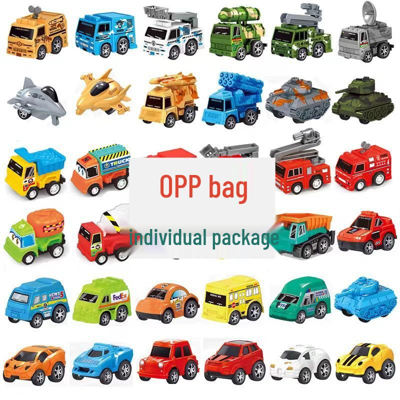 Kindergarten Back-to-School Toy: Pull-Back Car Set - Engineering & Military Vehicles in Individual Packaging