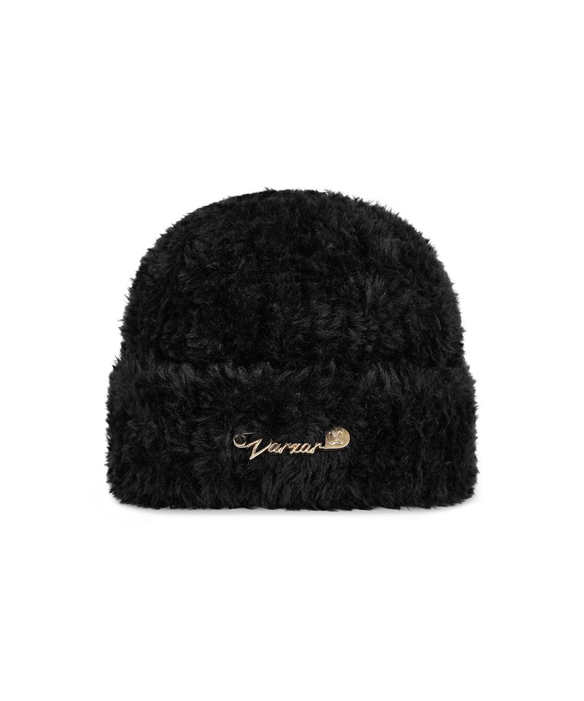 Bajal Safety Pin Fur Beanie Black