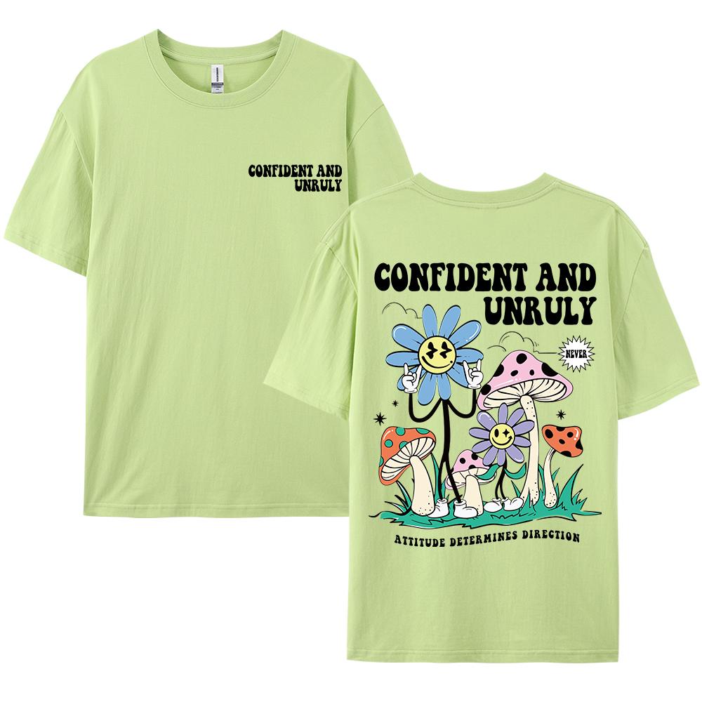 Atteggiamento Sicuro E Ribelle Determina La Direzione Maglietta Uomo Camicia Cotone Street T-shirt Larghe Estiva Traspirante Manica Corta