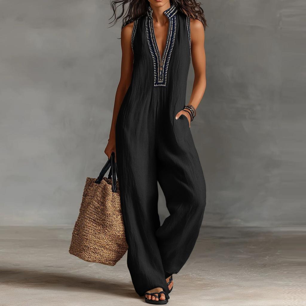 Damen Farbiger Lässiger Modischer Jumpsuit mit Taschen