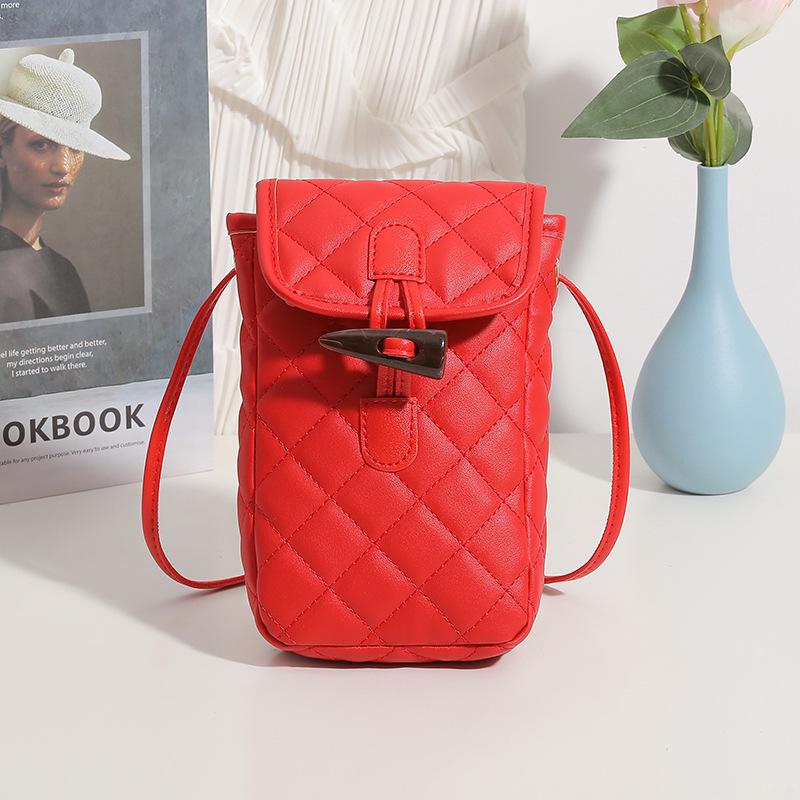 Casual embroidery rhombus shoulder messenger mobile phone bag, a new versatile women's bag