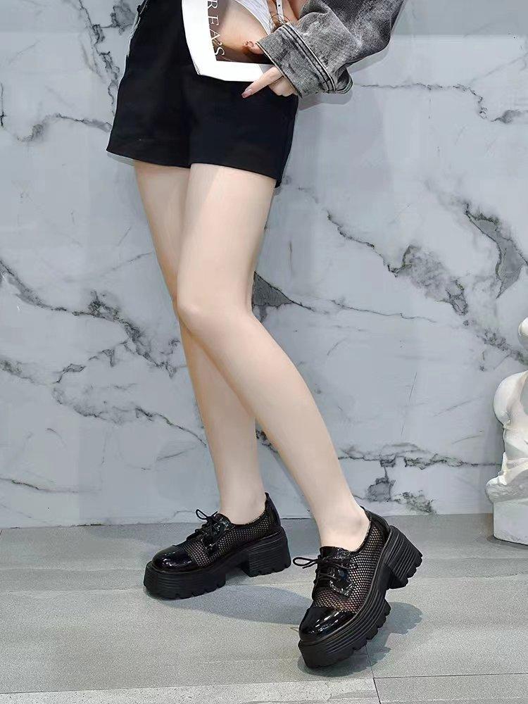 2025 New Spring and Summer Platform Sandals Women's Mesh Single Shoes Breathable and Comfortable Versatile Height-increasing Soft-soled Muffin Loafers