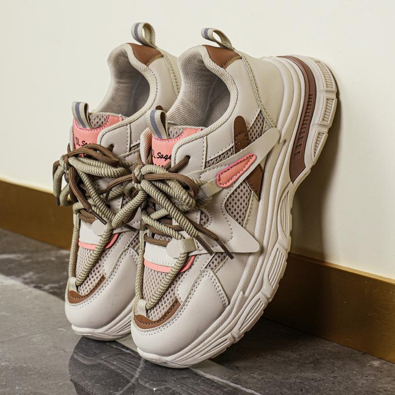 

Женские кроссовки для бега Повседневные студенческие кроссовки на платформе для девушек Женская спортивная обувь Увеличение роста Большие размеры EU: 34 коричневый