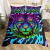New Tiger Bedding Set Red Rose Flower Africa Big Cat Comforter Cover Set Animal Themed 2-3Pcs Queen Size Duvet Cover Set