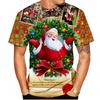 Summer fashion trend Santa Claus 3D printing fun printed T-shirt Christmas Eve casual comfortable short sleeved top