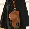 Crossbody Lanyard Genuine Leather Case For iPhone 16 Pro Max 15Pro 11 13 12 14Pro Cover Cases With Strap Leather Bag For Airpods