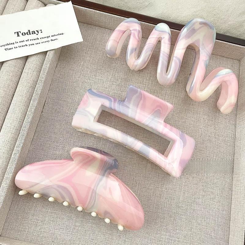 Pink Gradient Smudge Hair Clip Female Sweet Design Versatile Shark Clip Temperament Hair Accessories