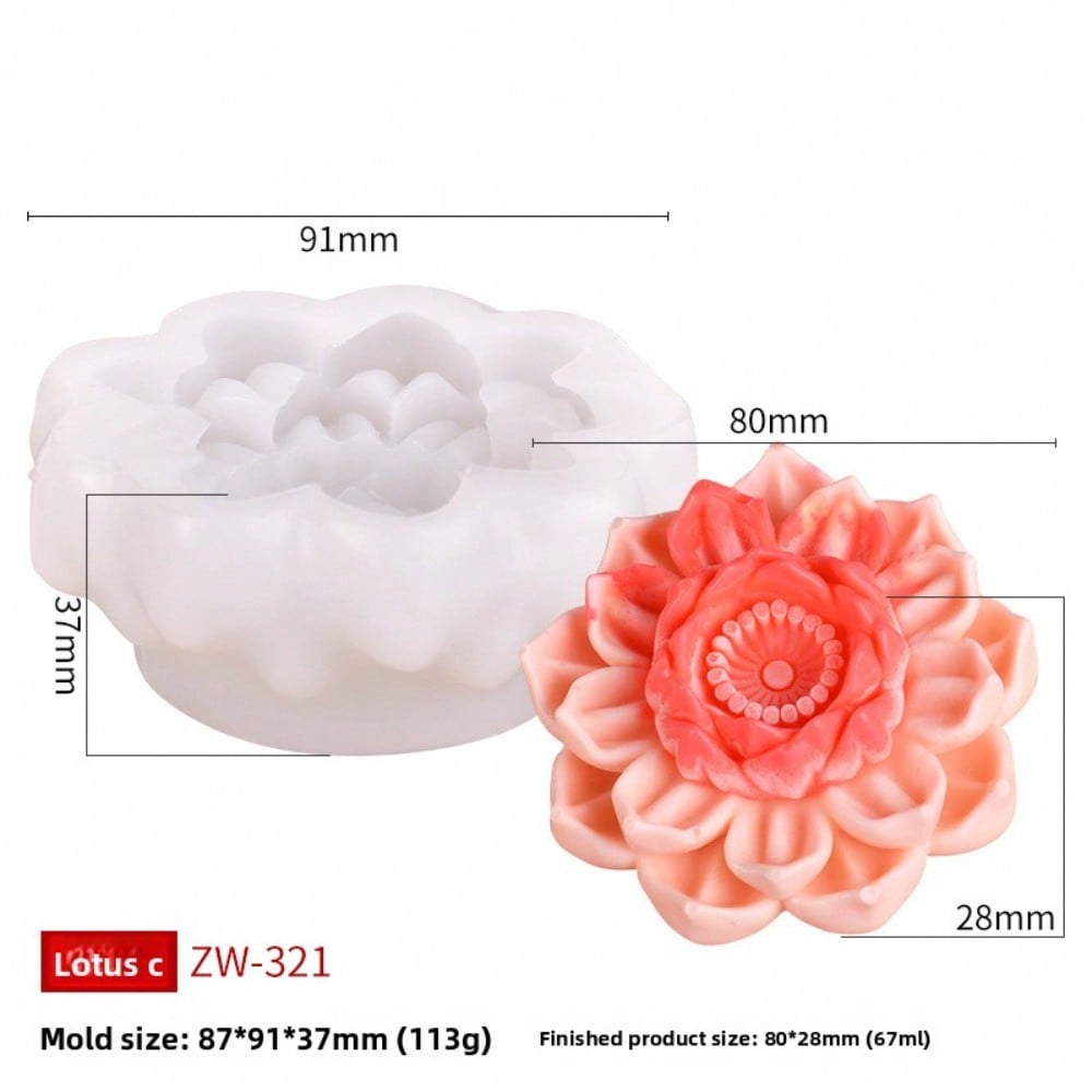 Nationale Stijl Lotus Mousse Taart Siliconen Vorm (White,C) wit