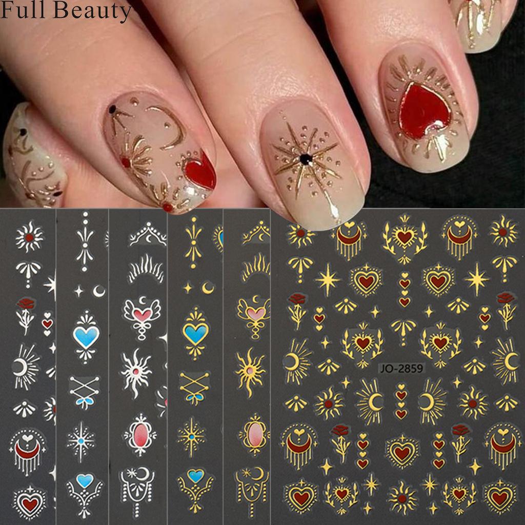 New Nail Art Stickers 6-piece Set Bronzing Bohemian Totem Love Stickers