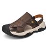 Fashion Casual Leather Sandals for Men Summer Beach Water Hiking Shoes Men Outwear Driving Sandals Stylish Trendy Soft Sole Man Slippers