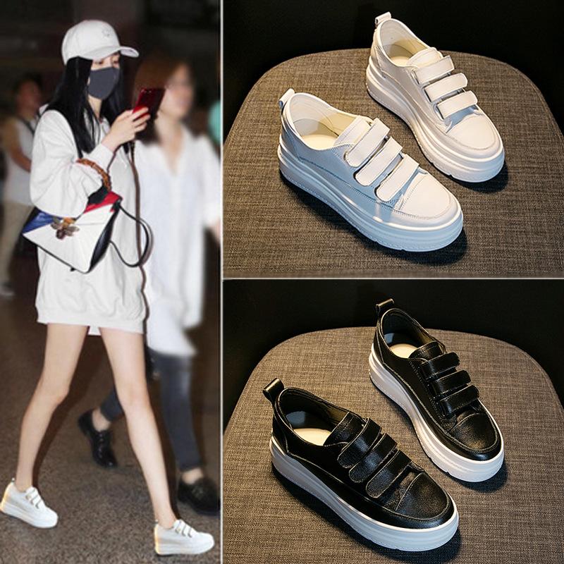 

New spring and autumn Velcro little white shoes Korean version casual and comfortable inner heightening platform women s shoes 40 чорний