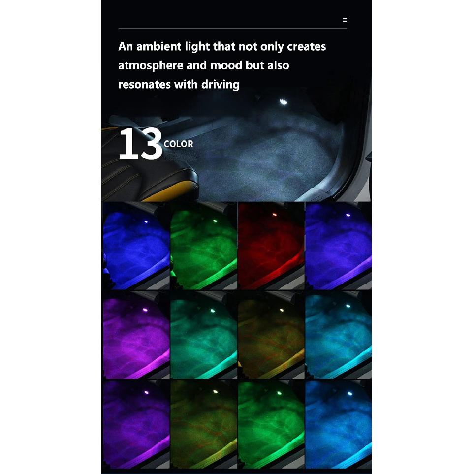Wireless Adhesive LED Car Interior Ambient Light Remote Control Decor Auto Roof Foot Atmosphere Lamp Bicycle Tail Light