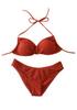 2024 Strappy Solid Color Padded Push-Up Bikini for Women