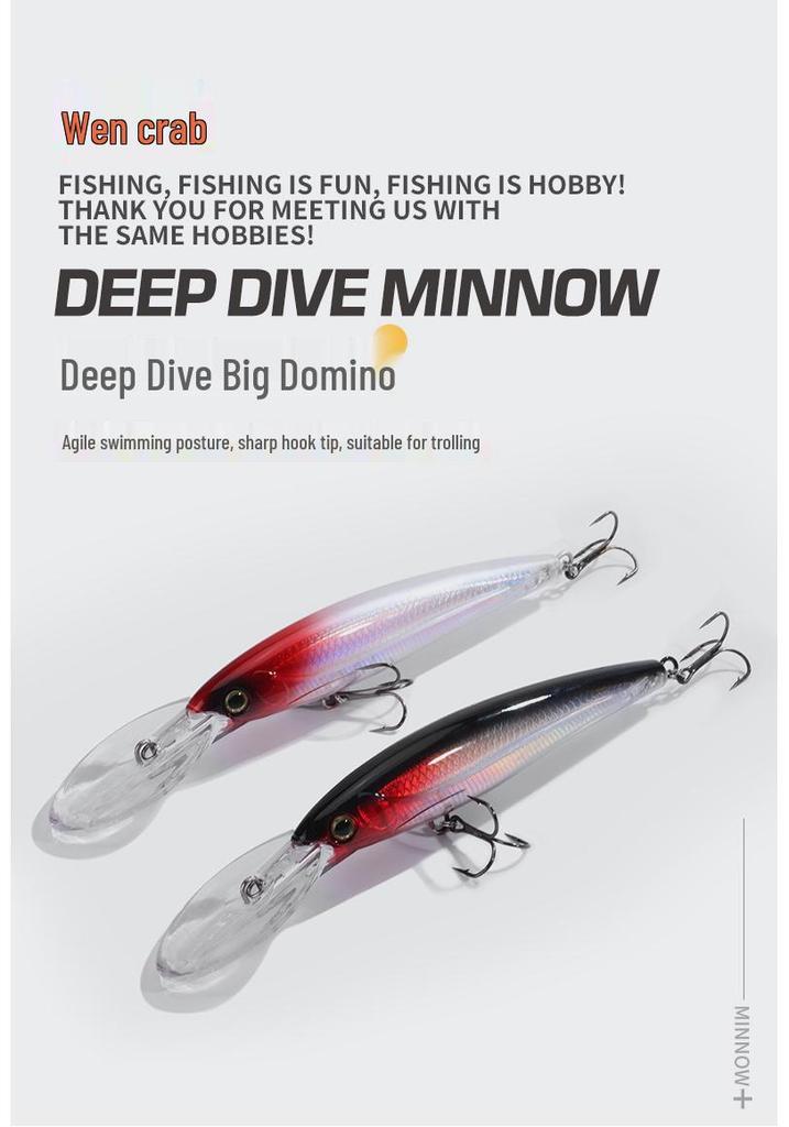 Wén Yáo Large Deep-Dive Minnow Fishing Lure, 70g/155mm, Silver Carp & Mackerel Bait with Hook