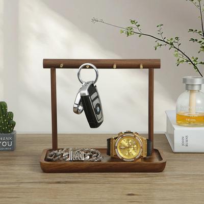 Walnut Jewelry Holder Bracelet Earrings Necklace Watch Jewelry Organizer Holder Stand with Wooden Base Modern Storage Rack
