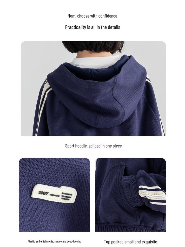 Tao Town Girls' Autumn Striped Sportswear Set - Trendy Two-Piece Casual Outfit for Children