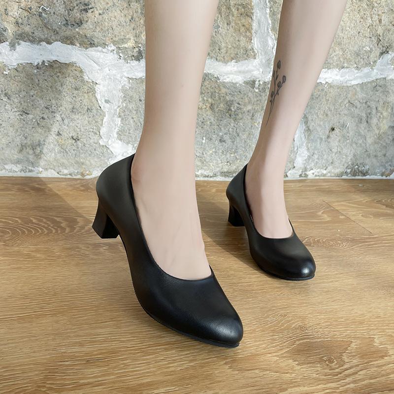 

Simple high heels 2025 autumn new Korean version of fashionable versatile single shoes thick heel shallow mouth one pedal temperament single shoes 36