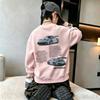 Autumn Winter Kids Crew Neck Sweatshirt Racing Car Graphic Back Print Boys Girls Casual Pullover Tops