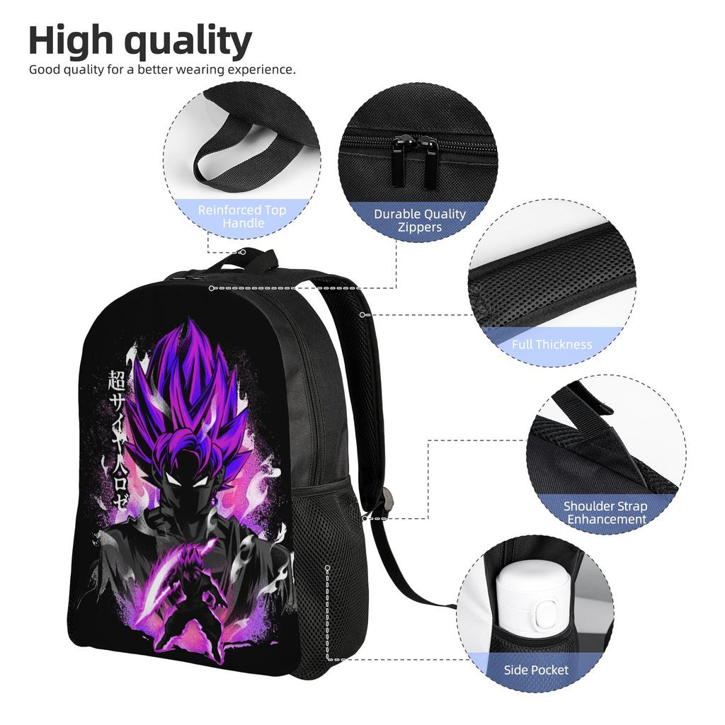 Goku Super Rose Power Backpack for Men Women Fashion Student Business Daypack Dragon Ball Anime Laptop Computer Shoulder Bag