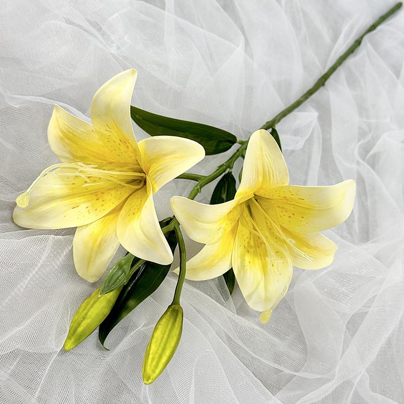 Luxury Artificial Lily 2head Florals With Delicate Craftsmanship For Home Decoration And Wedding Settings