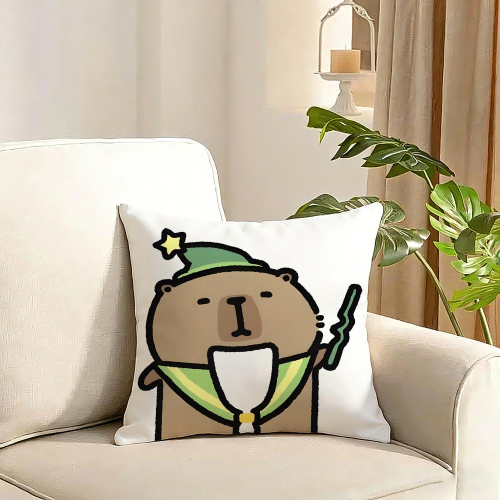 Capybara Cushion Cover Reversible Plush Pillow Cover Soft Fluffy Home Decor for Sofa Bedroom